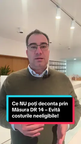 Dacă aplici pentru finanțare prin Măsura DR 14 – Investiții în fermele mici, este esențial să știi de la început ce NU poți deconta prin proiect. ❌ Nu se finanțează achiziția de terenuri sau clădiri ❌ Nu sunt eligibile echipamentele second-hand ❌ Nu poți folosi fondurile pentru întreținerea culturilor, furaje, motorină, salarii sau inputuri agricole Aceste costuri sunt 100% neeligibile și trebuie acoperite din fonduri proprii. În plus, vei contribui cu 15% pentru cheltuielile eligibile. 📌 Informează-te corect înainte de a depune proiectul și evită surprizele neplăcute! #FonduriEuropene #MasuraDR14 #FermeMici #AgriculturaRomaneasca #GhidFinantare