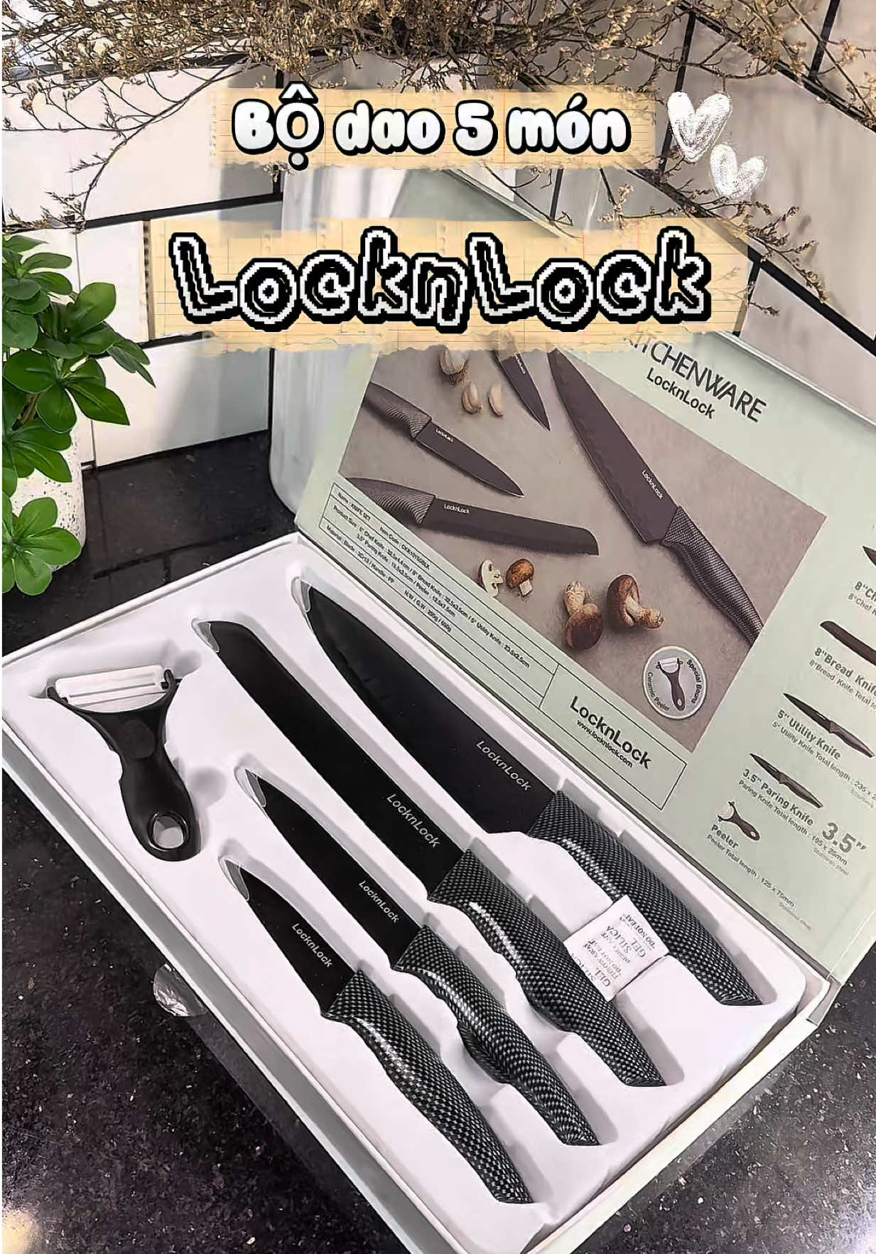 Bộ dao 5 món LocknLock sang xịn mịn mà zá lại hạt dẻ lắm nè 🥰 lưỡi dao được làm bằng thép không gỉ và bọc sứ chống dính.. rất an toàn khi sử dụng❤️ #TiệmnhàMiMây  #giadungtienich  #locknlock  #bộdao  #xuhuong 