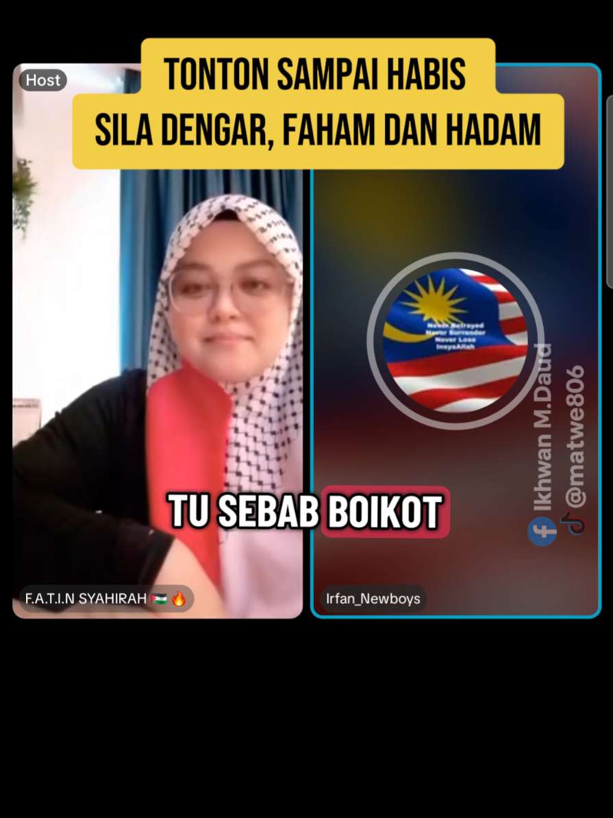 Penjelasan Isu Boikot Transaksi dalam talian. dari @irfan_newboys dan @F.A.T.I.N SYAHIRAH 🇵🇸 🔥   Sila Faham dan hadam. #boycott #FreePalestine #SaveGaza 