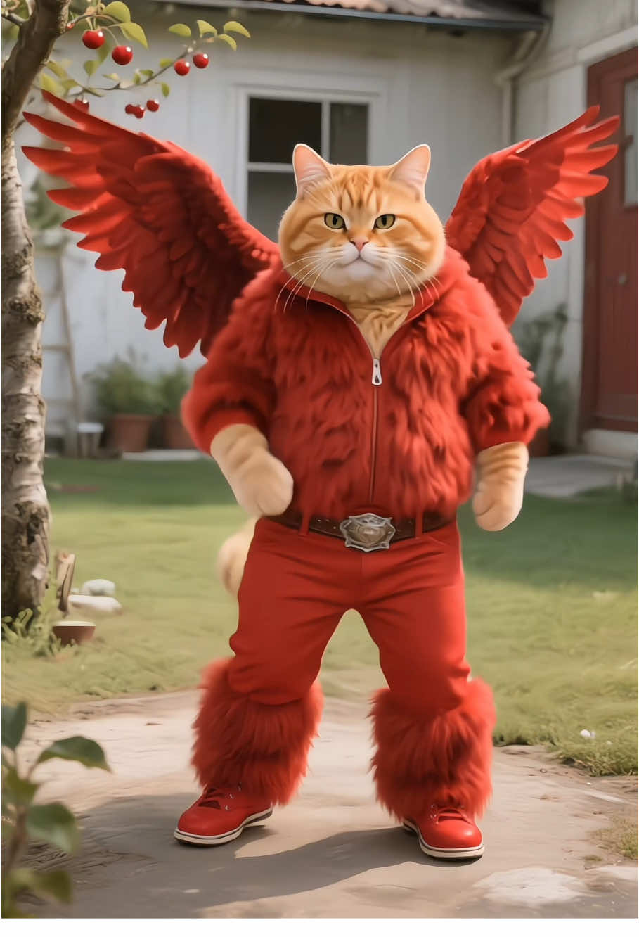 I shaved my belly hair by an eagle!#cat #aicat #fatcat #orangecat #aicatfunny 