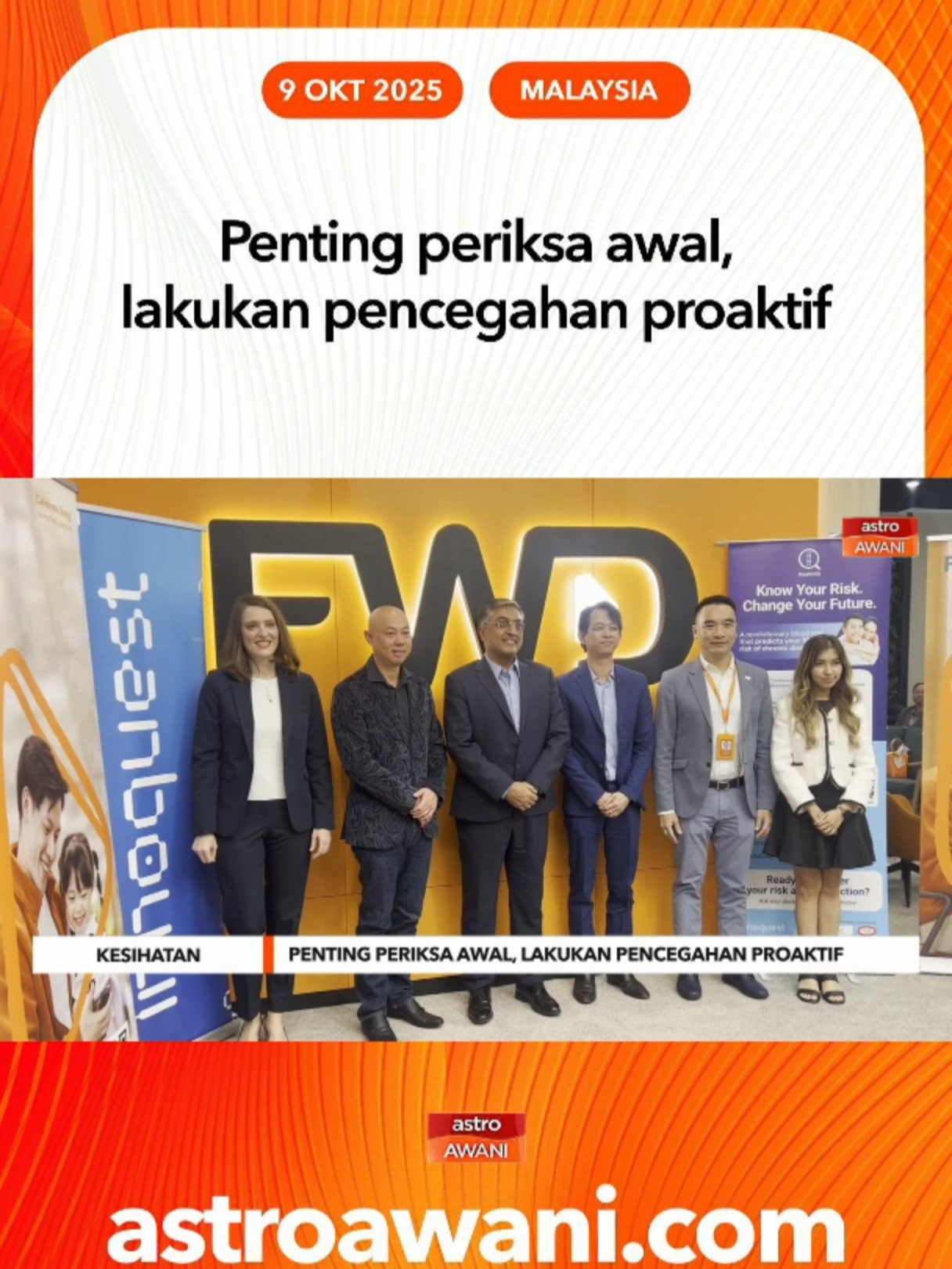 Tinjauan Kesihatan dan Morbiditi Kebangsaan 2023, 2 daripada 5 rakyat Malaysia berusia 18 tahun ke atas tidak menjalani sebarang pemeriksaan kesihatan termasuk diabetes, hipertensi, atau kolesterol tinggi. #AWANInews