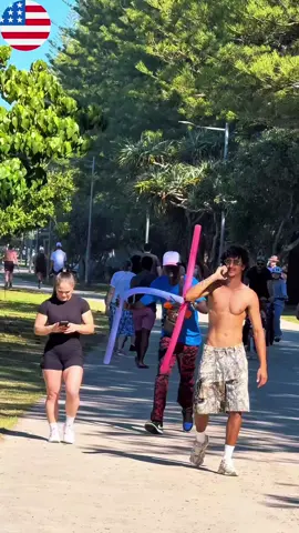 Street pranks with foam sticks! 🤣 Who’s ready for some fun? #StreetPranks #FoamStickFight #FunnyPranks #PrankWars #StreetChallenge