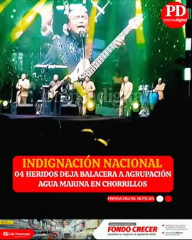 🚨 ATAQUE ARMADO A AGUA MARINA DEJA CUATRO HERIDOS 🚨 La Policía confirmó que cuatro personas resultaron heridas tras el ataque armado contra el grupo musical Agua Marina. Entre los afectados se encuentran los hermanos José y Luis Quiroga —este último recibió tres impactos de bala, uno de ellos en el tórax, por lo que su estado de salud es delicado. Además, un baterista y un sonidista del grupo también resultaron heridos durante el violento hecho. 👉 Las autoridades investigan el móvil del ataque. #AguaMarina #Policiales #ÚltimoMinuto #NoticiasPerú #PrensaDigitalNoticias