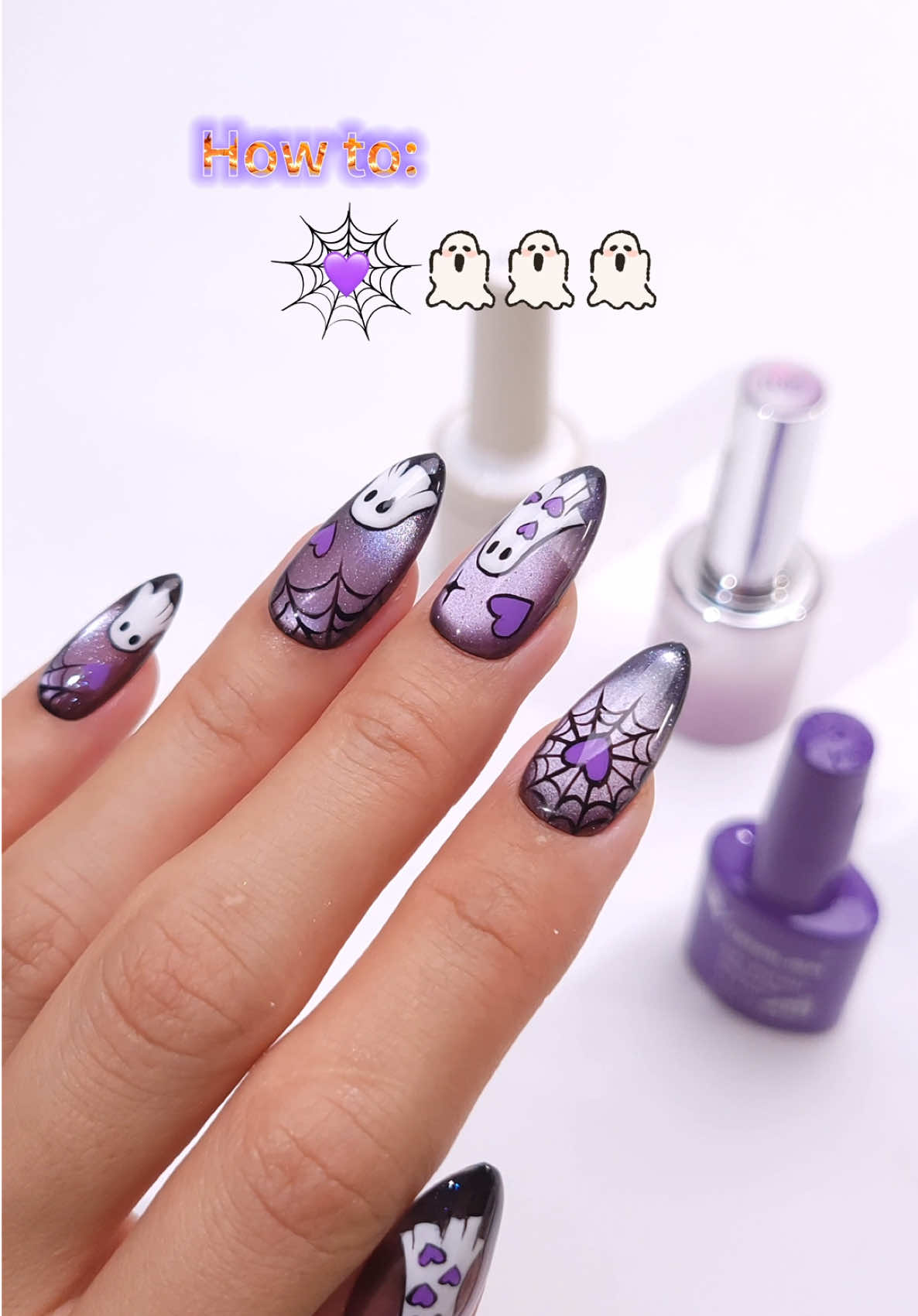 🎃Spooktacular Halloween Nail Glow Up! Edgy but sweet! This purple cat eye ghost nail art is literally perfection 💜 With our Venalisa purple cat eye gel polish, you can easily create these cute ghosts and edgy spider webs. The cat eye effect is insanely blingin' under light! Even beginners can slay it with the tutorial. Be the most eye-catching 