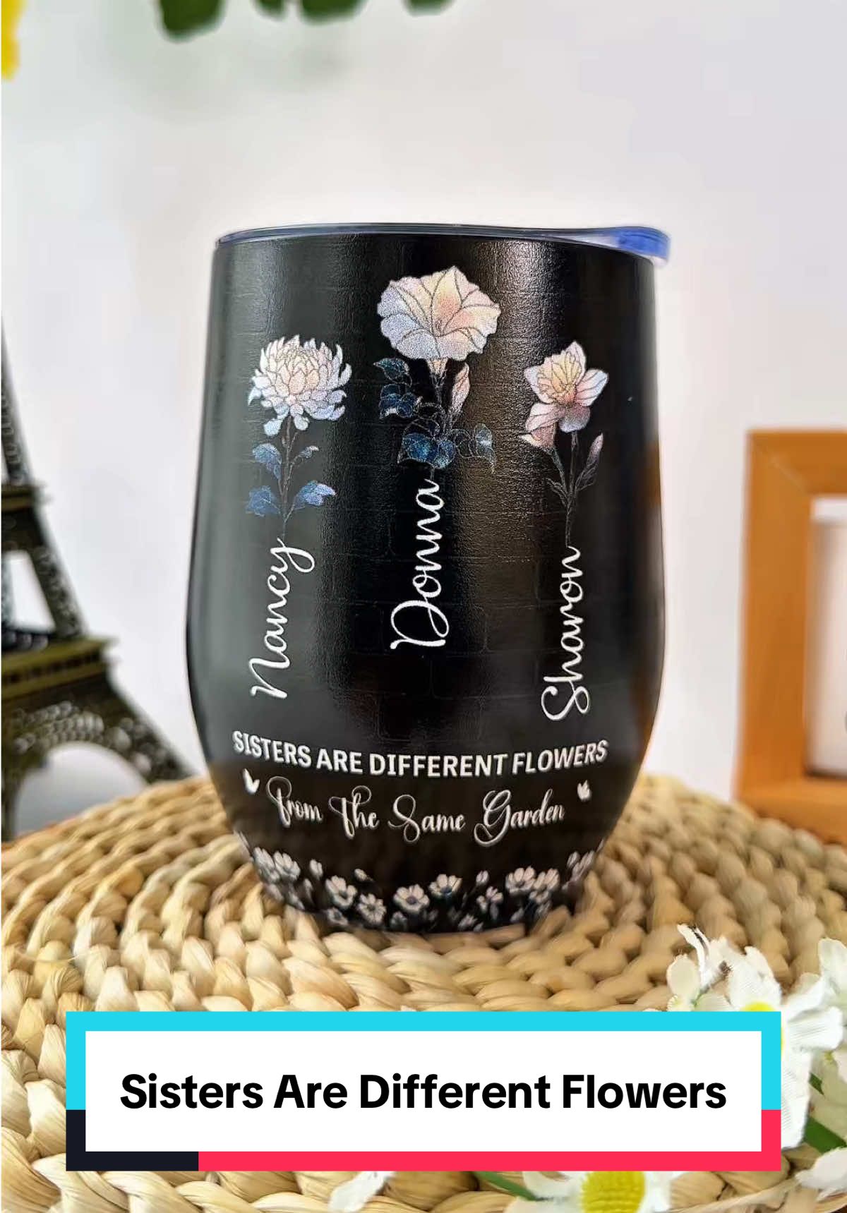 Celebrate sisterhood that blossoms like different flowers from the same garden. Spotlight her Birthday! 🍷🎂 #macorner #winetumbler #sisterlove #birthdaygift #familybond