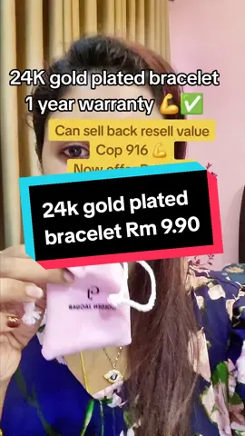 Wow 50% off 24k gold plated bracelet Rm 9.90 only with 1 year warranty color won't change gaiss💪💯💯 #24kgold #24kgoldplated #goldbracelet #bracelet #fyppppppppppppppppppppppp 