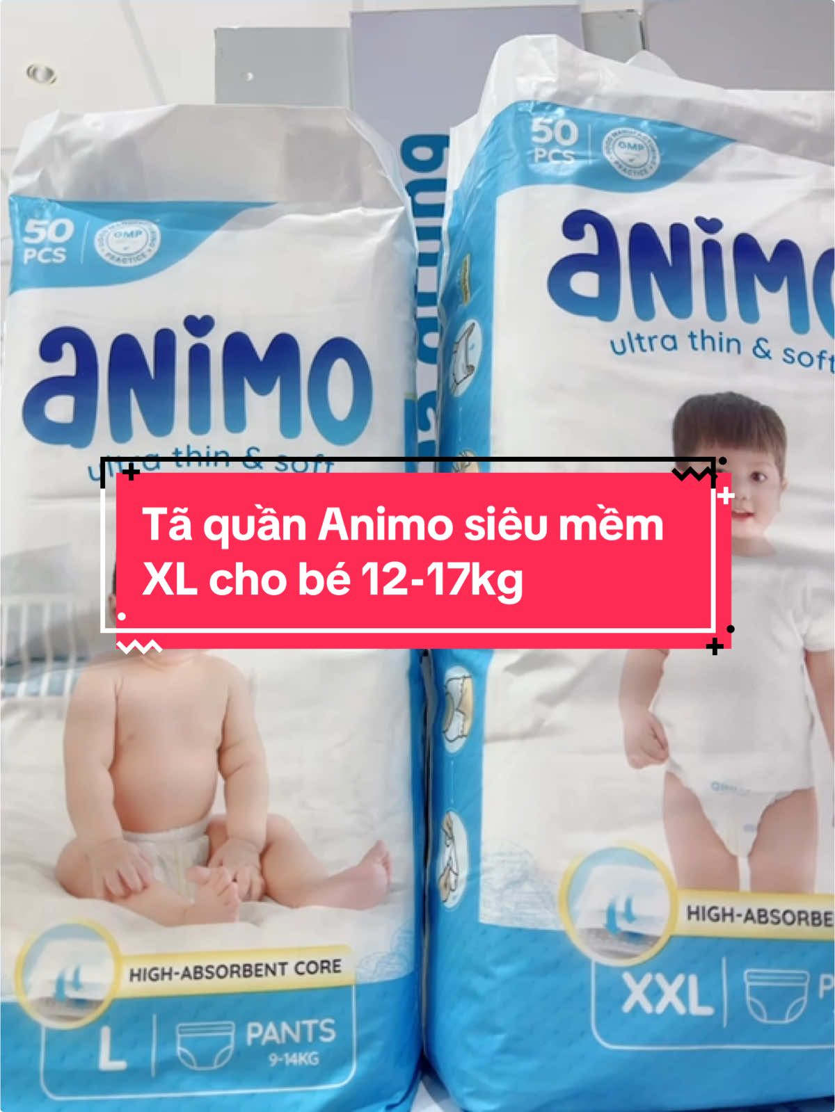 Tã quần Animo siêu mềm XL cho bé 12-17kg#concung #xuhuon#animo #taquan #bimchobe #mevabe #mebimsua 