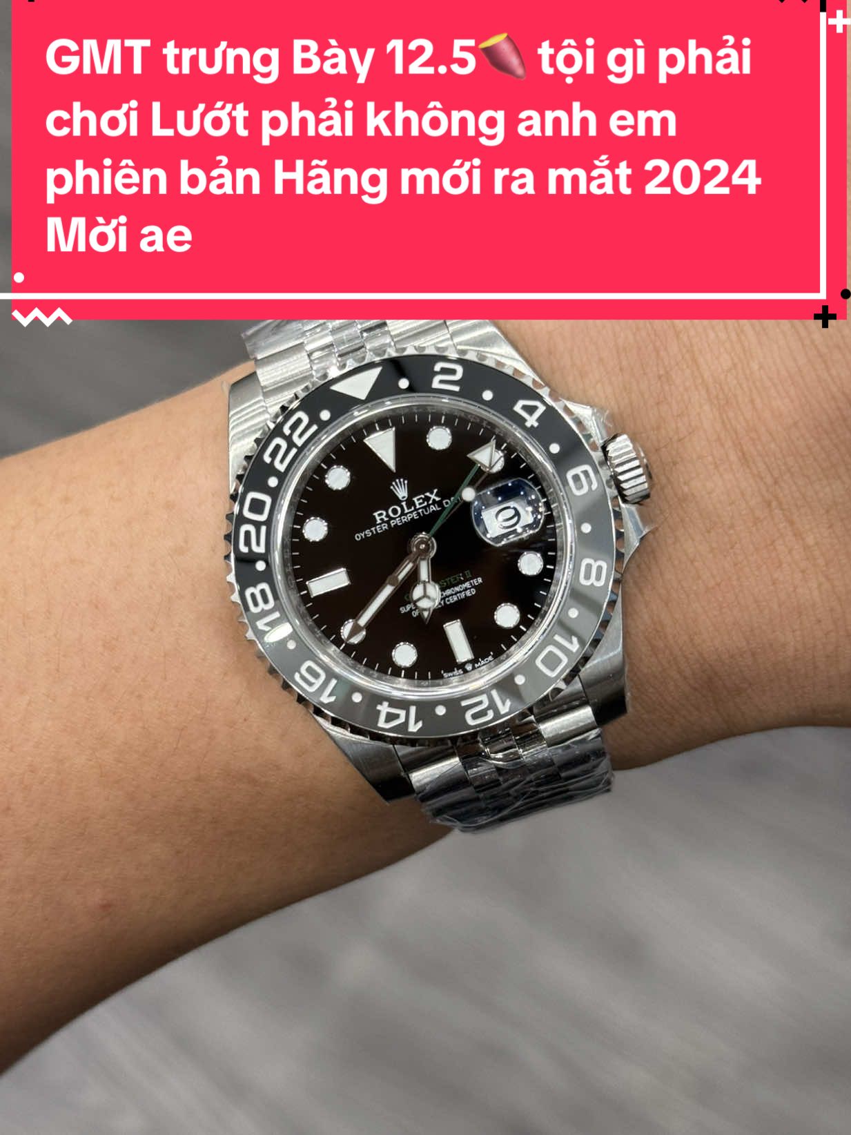 GMT trưng Bày 12.5🍠 tội gì phải chơi Lướt phải không anh em phiên bản Hãng mới ra mắt 2024 Mời ae#donghosieuluot #donghochetacluot #luxury #donghochetac #rolexgmtmaster2 