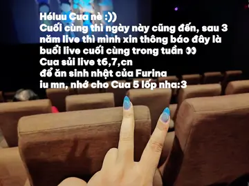Héluu Cua nè :)) Cuối cùng thì ngày này cũng đến, sau 3 năm live thì mình xin thông báo đây là buổi live cuối cùng  trong tuần 👀 Cua sủi live t6,7,cn để ăn sinh nhật của Furina iu mn, nhớ cho Cua 5 lốp nha:3 #genshin #cuacutelam #hoyocreators #GenshinImpact 