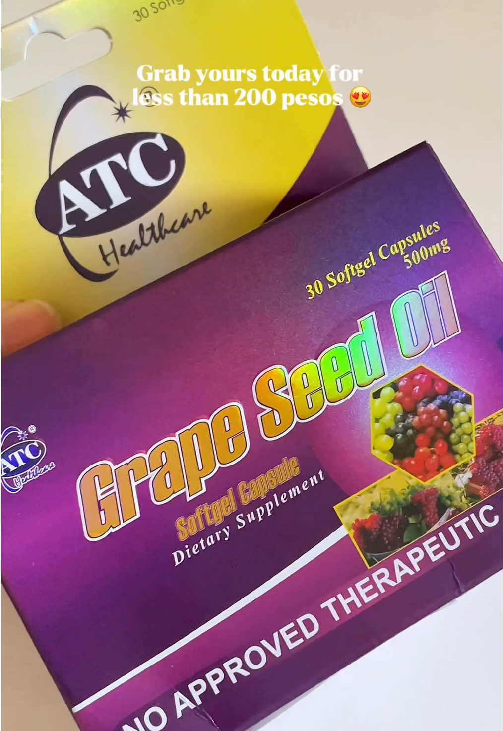 Beat stress-related skin problems and glow up with @ATC Healthcare PH Grape Seed Oil 100% natural 🍇 #atchealthcare #atcgrapeseedoil #grapeseedoil #healthyskin #naturalsupplements 