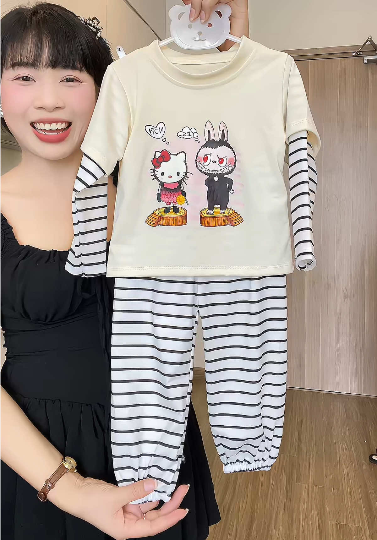 Bộ mặc nhà cho bé xinh quá mẹ ơi😍 #bomacnhabegai #bomacnhachobe #setbobegai #setbegai  #shopmemoon 