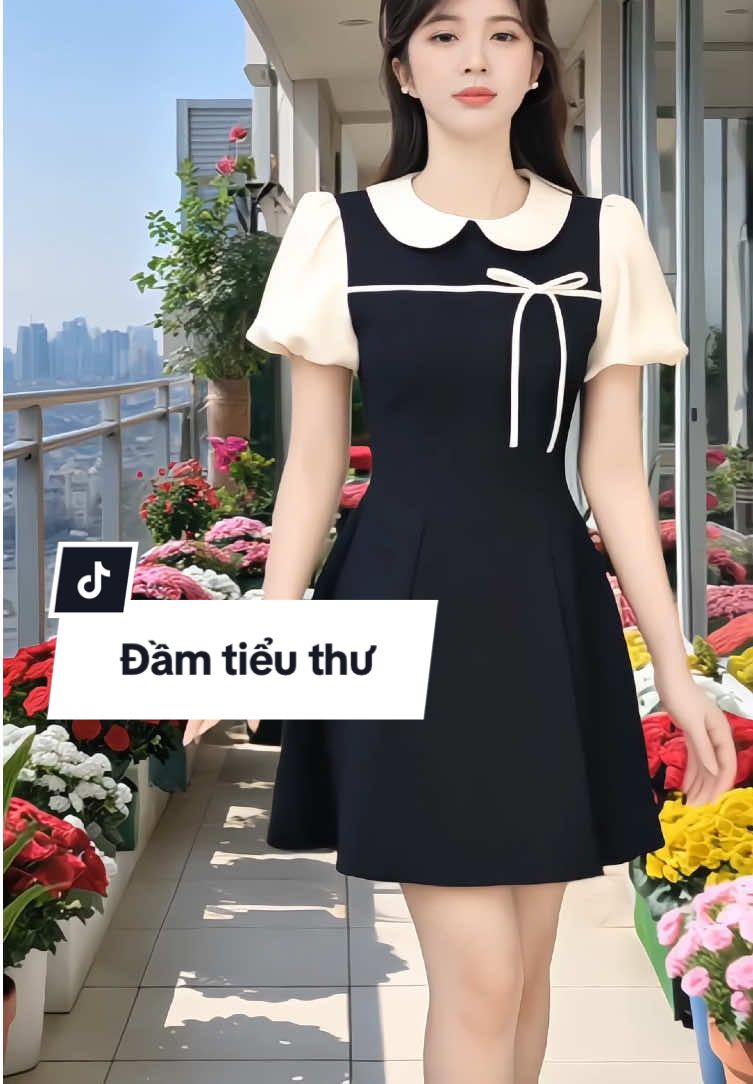 Đầm váy thiết kế tay phồng phối nơ tiểu thư trẻ trung thanh lịch #damxinh #vaythietke #vaytieuthu #vaysangchanh #xuhuong 