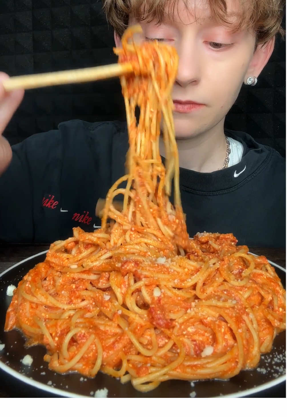 spaghetti mukbang 🍝 #pasta #food #eating #mukbang #dinner 