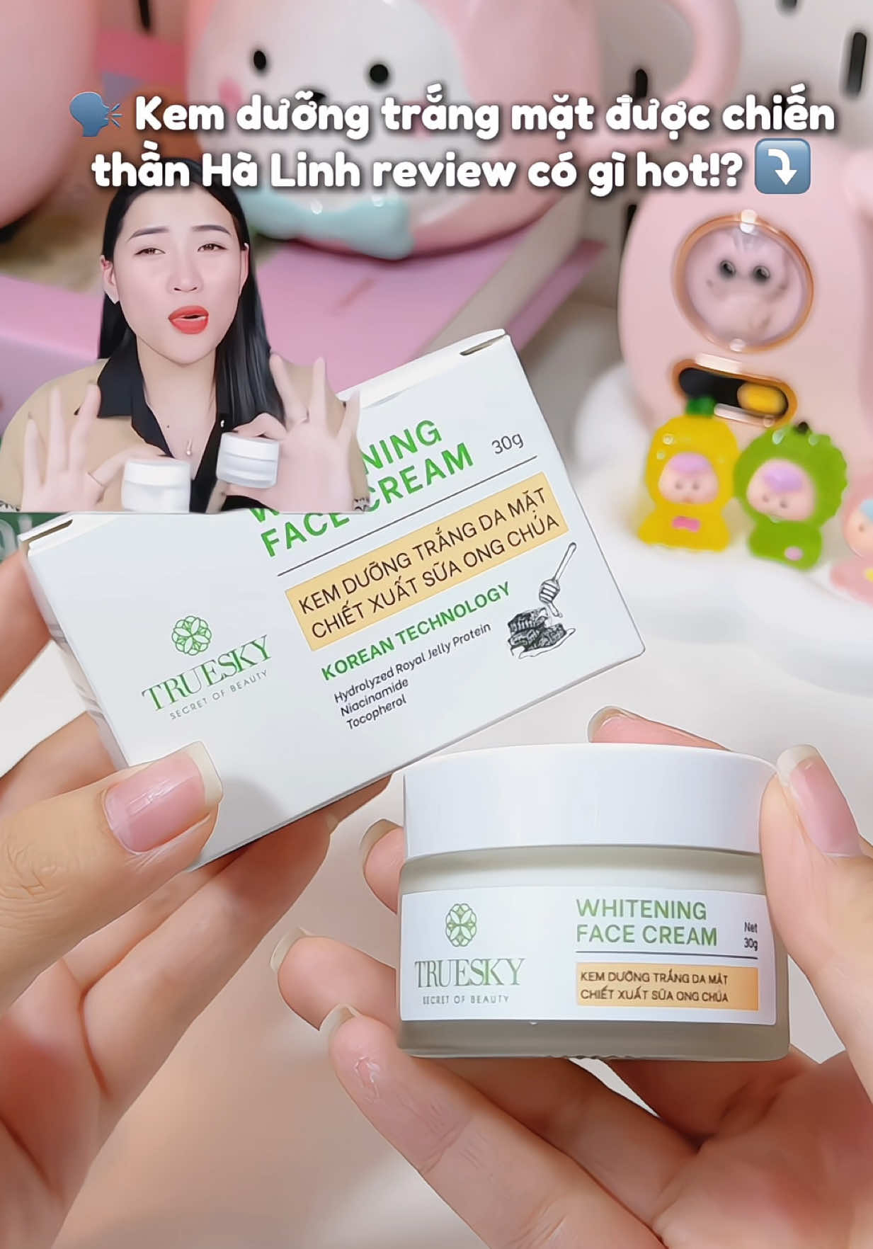 Kem dưỡng trắng da mặt chiết xuất từ sữa ong chúa Truúeky được chị Hà Linh rv nè 💕 #kemduongtrang #kemtrangdamat #kemduongda #duongtrangda #trangdamat 