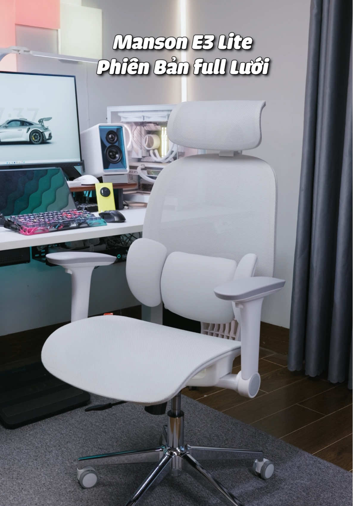 Ghế công thái học full lưới giá rẻ mà tựa lưng như ghế hàng hiệu #nghiensetups #desksetup #ghecongthaihoc #MansonE3lite 