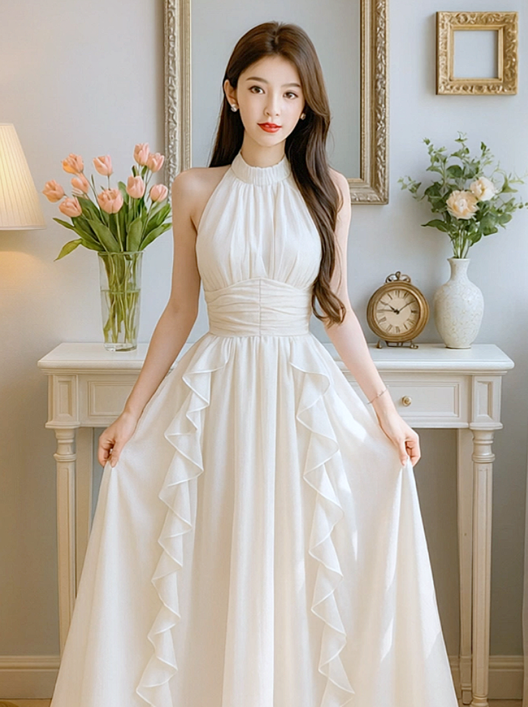 🌷 Đôi khi, bình yên chỉ là khoảnh khắc váy chạm nắng và tim chạm yên 🌿  #thoitrangnu #thoitrang #vaydutiecsangchanh #vaydutiec #xuhuongtiktok 