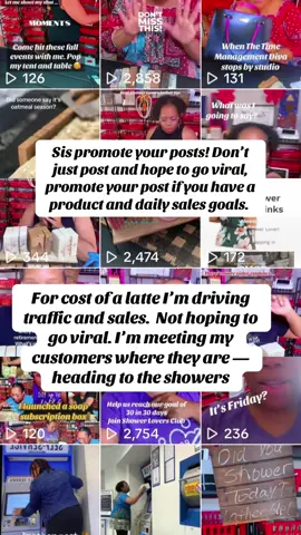No waiting on influencers to discover and share your products.  Promote your posts if you have a physical product and daily sales goals. For the price of a latte, you can legit drive traffic and sales and build a community. Catch me live if you have questions. #BestShowerSoapery #blackwomeninsales