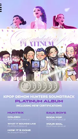 Congratulations Huntrix for PLATINUM!!!#kpopdemonhuntersfanart #kpopdemonhunters #ejae #reiami #audreynuna 