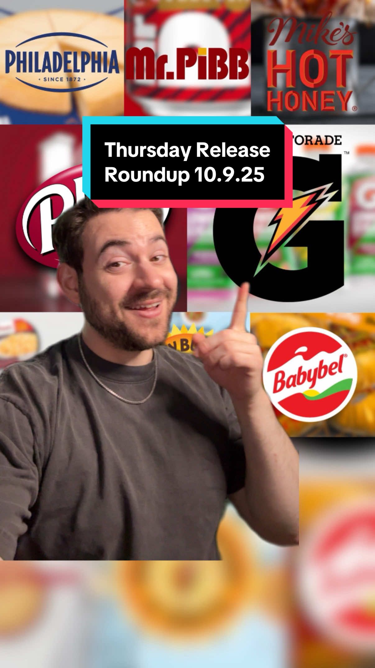 We’ve got a ton of new food and drink releases headed to stores so here’s a list for you. Gatorade just announced its 75% less sugar drink, Philadelphia Cream Cheese is getting back into the cheesecake game, Mike’s Hot Honey is going bacon, and Wienerschnitzel corn dogs are hitting the freezer aisle with more from Dr Pepper, Babybel, Frank’s RedHot, Honey Bunches of Oats, and Mr. Pibb.  Are you excited for any of these new snack release?  #FoodTok #snacks #gatorade #drpepper #foodnews 