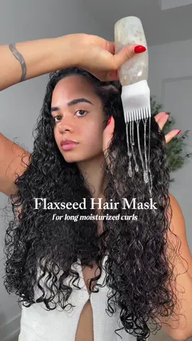 At-home flaxseed mask for long shiny hair  I’ve been obsessed with using this mask because the moisture is INSANE and it’s super affordable 💦 Recipe  3 cups water  1/3 cup flaxseed  #curlyhair #hairhack #curlyhairroutine #healthyhair 