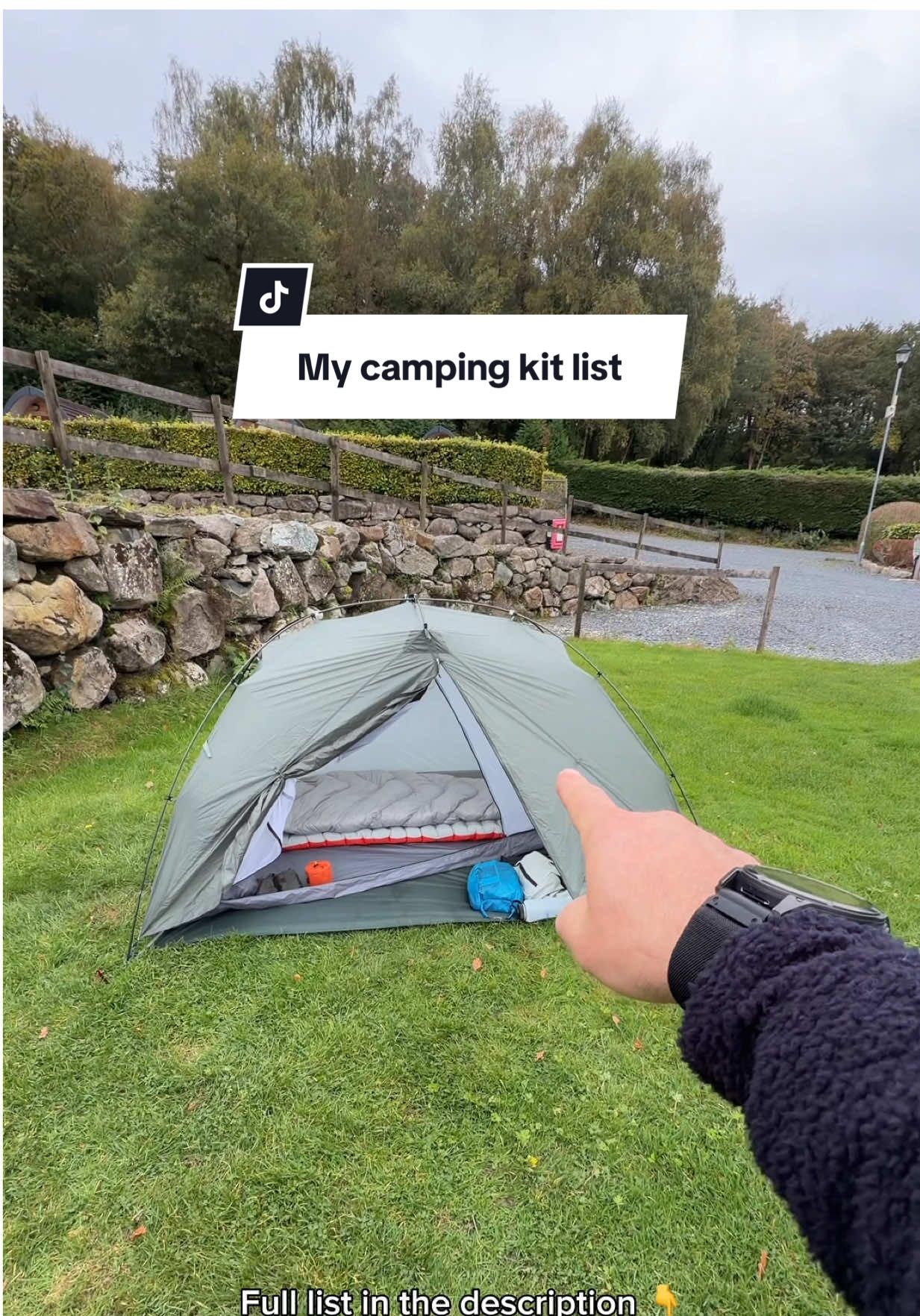 My Full Kit list for hiking 6 days across Snowdonia  Tent - Durston X Dome 1+ solid  Sleeping Pad - Nemo tensor all season RW  Sleeping bag - Rab Mythic 400 Pillow - Thermarest pillow case  Backpack - Mammut Ducan 26  Down jacket - Rab mythic alpine  Waterproofs - Rab Latok Goretex Pro and some waterproof trouser and socks  Cook kit - Toaks 650ml pot and brs 3000 stove with canister stand, gas, cloth, spoon, folding cup and lighter  Wash kit - microfibre towel, tooth brush toothpaste and shower gel  Electrics - 1 x 10,000mah battery pack and 1 x 20,000 mah, DJI action 5 cam, nitecore headlamp, garmin fenix 8 watch, flextail zero pump, charger and cables  Shoes - altra lone peaks  Clothing 2 x socks 2 x boxers 2 x baselayer tops, shorts  One fleece to hike in, wind stopper jacket, merino baselayer trousers, gloves and buff  Leki walking poles  First aid kit  2 x Nalgene water bottles  Dry bags x 3  Katadin b free water filter  Lightweight tripod Personal belongings  This kit will keep me dry warm and comfortable down to around -2 degrees so mostly 3 season!  It’s all pretty expensive kit that I’ve built up over time to be comfortable, lightweight and easy to pack but hopefully this list gives you an idea of what to pack on a hike but you can certainly do it cheaper!  Total weight of kit 8kg then a couple of Kg for food and water! Follow along to see us hike the Snowdonia Way 🏕️🥾  #camping #Outdoors #kitlist #wildcamping #adventure 
