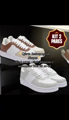 ✨kit 2 pares de Tênis Feminino Masculino TAM 33 ao 43✨ Oferta relâmpago  🚨De $199,90 Por $52,69 ⚠️Preço por tempo Limitado  🔗  https://s.shopee.com.br/20mi2EzgrI ‼️‼️Link na Bio‼️‼️ 🔎Busque pelo Produto Número 032 no Link que está na Bio . . . . #tabarato #tênis #ofertarelampago #achadinhosdashopee #achadinhos 