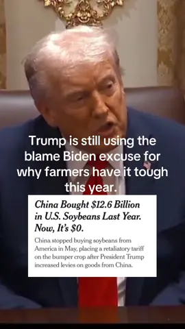 Trump is still using the blame Biden excuse for why farmers are having such a tough year. Of only there was maybe something that caused this problem that we know about? Oh ya, Trump tariffs. #trump #politics #farmer #tariffs 
