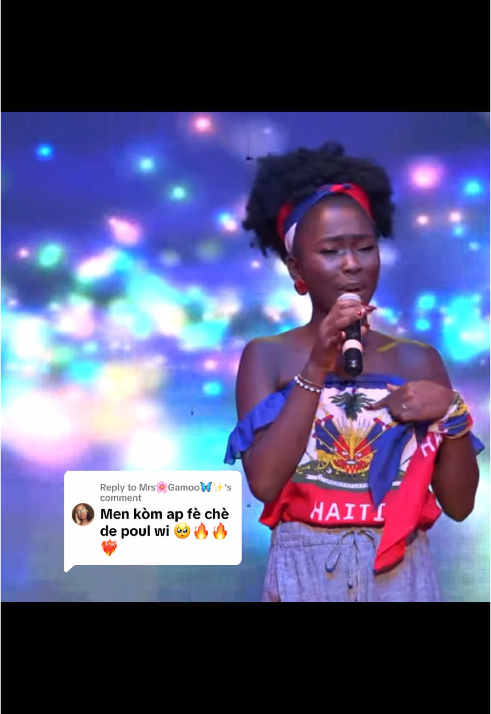 Replying to @Mrs🌸Gamoo🦋✨ tankou yon artiste engagée li ye selon mwen el chante muzik pou mère voix l à l’honneur @Guerlachery 🩷🩷#podium #quartier #talented #voice #ayiti 