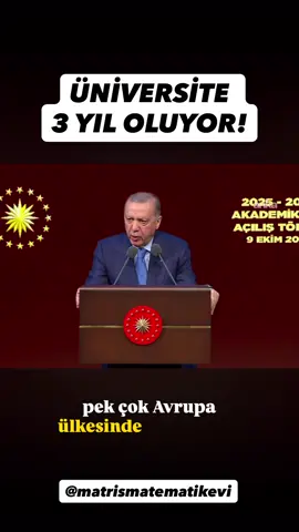 ÜNİVERSİTE 3 YIL OLUYOR! 🎓 Cumhurbaşkanı Erdoğan: “Yükseköğretimde ders planlarını sadeleştireceğiz. Öğrencilerimizin 3 yılda mezun olabilmesini sağlayacak yapısal reformlar gündeme alındı.” 💬 Sence bu değişiklik öğrenciler için avantaj mı olur, dezavantaj mı? #Üniversite3Yıl #EğitimGündemi #MatrisMatematikEvi #Gündem #YKS2026