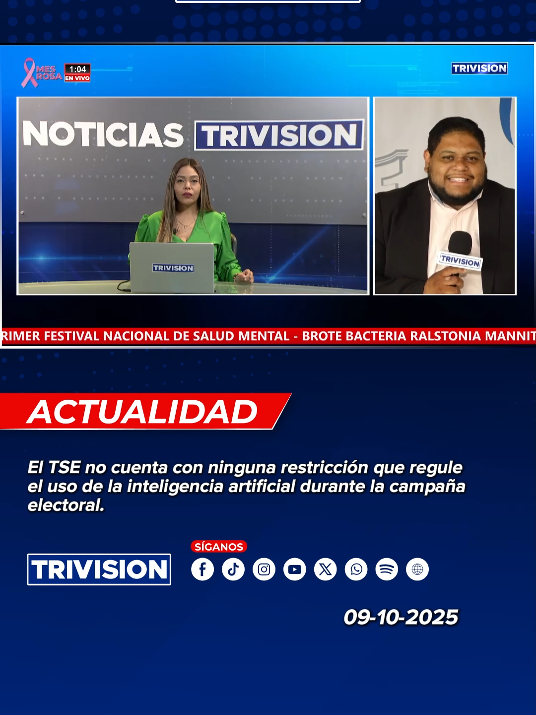 🔴 #NoticiasTrivisión | El TSE no cuenta con ninguna restricción que regule el uso de la inteligencia artificial durante la campaña electoral.