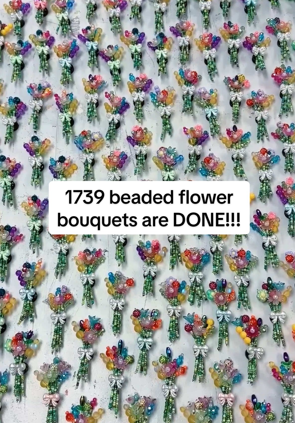 Replying to @LMSR29 ✨1739 BOUQUETS ARE DONE! Beaded flowers and stickers are still available, link in my bio✨ #zenspiredesigns #SmallBusiness #beadedflowers #satisfyingvideo 