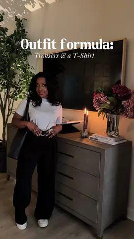 My favorite outfit formula: trousers and a t-shirt! She never fails me 🙌🏾 you can shop these looks by clicking the LTK link in my bio ✨#outfitinspo #workwear #outfitideas 