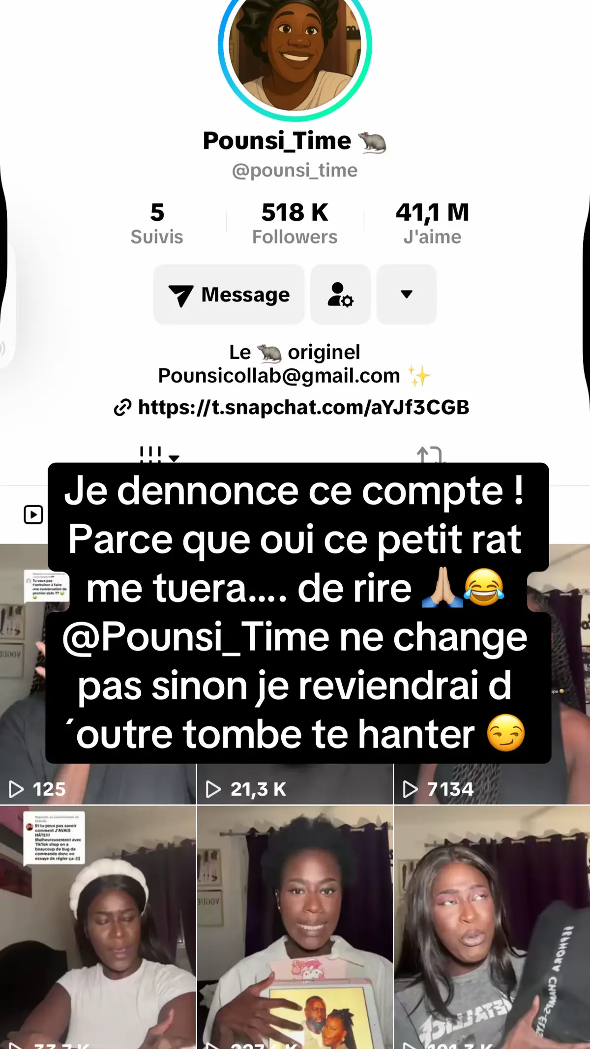 Parce que ça fait du bien de tomber sur ce genre de vidéo ! Elle est tellement drôle ! Tellement pétillante, tellement simple , tellement vrai … bref une bouffée d air dans un monde de brut ! Tout simplement 😌 merci @Pounsi_Time 🐀 🙏🏼😌 