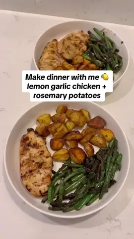 Make dinner with me 🍋 dinner tonight is lemon garlic chicken, rosemary potatoes, and string beans. Simple but perfect! #dinnerinspo #cookwithme #easymeal #healthyrecipe #EasyRecipe  