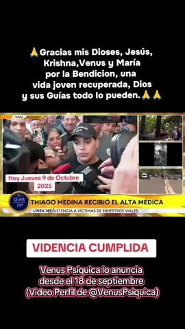 🙏 Gracias mis Dioses, Jesús, Krishna, Venus y María por esta gran bendición, una vida joven recuperada. ✨ Thiago Medina se curó. Cuando la fe es verdadera, Dios y mis guías todo lo pueden. @VenusPsiquica  #VenusPsíquica #Fe #argentina #thiagomedina #Fe 