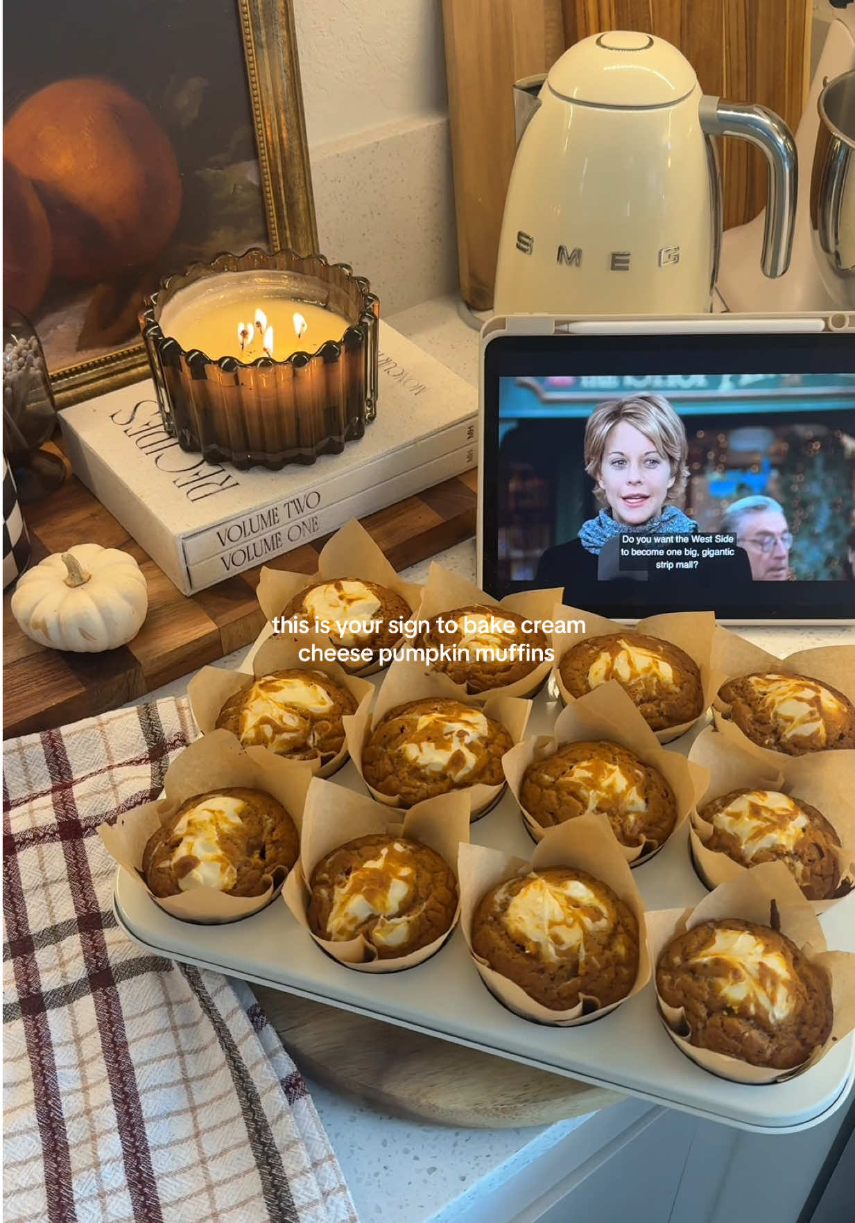 these cream cheese pumpkin muffins taste like fall in every bite  💌🍂 Dry ingredients 	•	1¾ cup flour 	•	¾ cup sugar 	•	¾ cup brown sugar 	•	1 tsp baking soda 	•	¼ tsp salt 	•	2½ tsp pumpkin spice Wet ingredients 	•	1 can (15 oz) pumpkin purée 	•	½ cup vegetable oil 	•	2 eggs 	•	1 tsp vanilla extract Cream cheese filling 	•	4 oz cream cheese (softened) 	•	2 Tbsp sugar 	•	1 Tbsp flour 	•	1 tsp milk 	•	1 tsp vanilla extract Directions 	1.	Preheat oven to 350°F. 	2.	Mix dry ingredients. 	3.	In a separate bowl, whisk wet ingredients. 	4.	Combine both — don’t overmix. 	5.	Fill muffin liners ¾ full. 	6.	Add a dollop of cream cheese filling + swirl. 	7.	Bake 20–25 min.  #fallbaking #pumpkinseason #pumpkinmuffins #EasyRecipe #bakingrecipe 