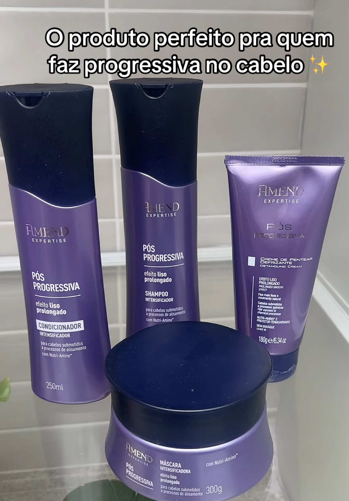 A linha Pós-Progressiva da Amend foi feita pra quem tem química! Hidrata, repara e mantém o liso saudável e com brilho. 💆‍♀️💖 #AmendPosProgressiva #CabelosComQuimica #TikTokShop #CabelosSaudaveis #RotinaCapilar
