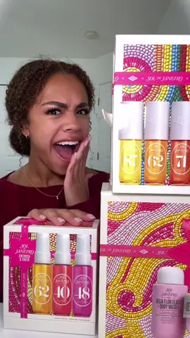 Silently reacting to our limited edition gift sets 💗✨ Which do you want? #soldejaneiro #sdj #giftset #soldejaneirocheirosa #soldejaneiroperfume 