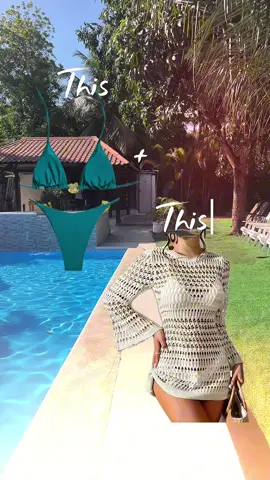 ¿Estamos de acuerdo que es una buena combinación? Consigue ambas piezas en Dressin  #bikini #coverup #trajedebaño  #piscina #flyp 