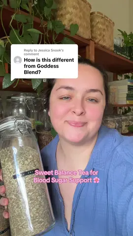 Replying to @Jessica Snook our Sweet Balance tea contains some of the same herbs—Dandelion leaf, Nettle leaf and Spearmint are found in both this blend and the Goddess. However, this blend is more directed towards blood sugar support and also contains Holy Basil and Olive leaf. These help to combat stress and support blood sugar regulation. Both teas can actually work really well together and this one is also good for daily use 🌿 #hormonehealth #herbalmedicine #bloodsugar #womenshealth #holistichealing 