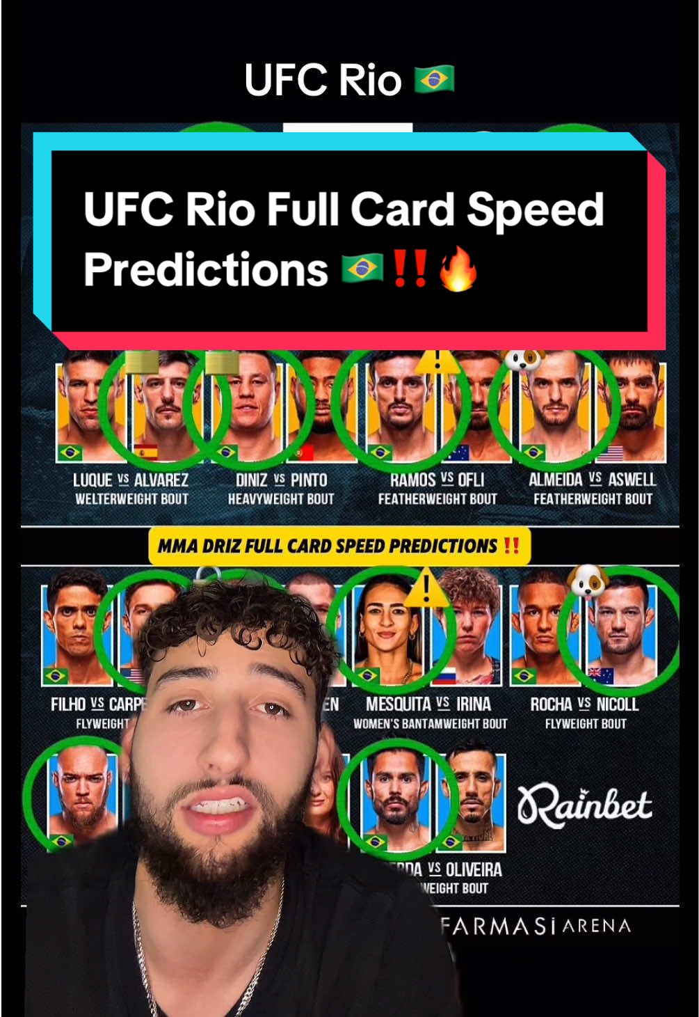 UFC RIO has arrived and so is my full card speed prediction.. 🔥‼️we got some weird matches this week but still a fun card, lmk who y’all going with this Saturday‼️‼️ #ufcrio #ufcpicks #ufcpredictions #fyp #viral 