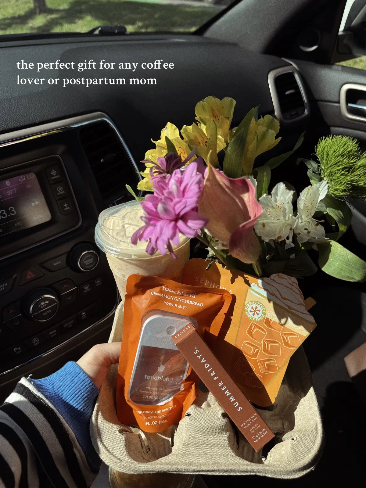 loved making this gift for my friends birthday and thought it would actually be so cute as a care package for a new mom too 🤍 #postpartumgift #giftideas #carepackage #coffeelovers #birthdaygifts @Summer Fridays @touchland @sephora 