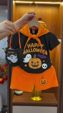 (Tặng túi đựng kẹo+khăn)Bộ cộc tay cotton phong cách HALLOWEEN cho bé#setbochobe #bococtaychobe #thoitrangtreem #halloween #xuhuong 