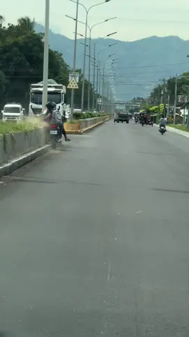 While I was driving on my way to work this morning along Padada, Davao del Sur, a motorcycle hit the center island twice.
