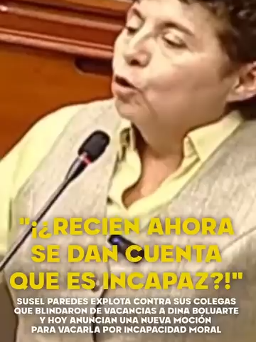 SE BAJAN DEL CARRO JAJAJA QUE HIPÓCRITAS Bien, tía Susel, así de habla. Que no vengan a dárselas de valientes salvadores de la Patria cuando en las SIETE mociones de vacancia previas FUERZA POPULAR, ALIANZA PARA EL PROGRESO Y RENOVACIÓN POPULAR votaron TODOS en contra de sacar a Dina