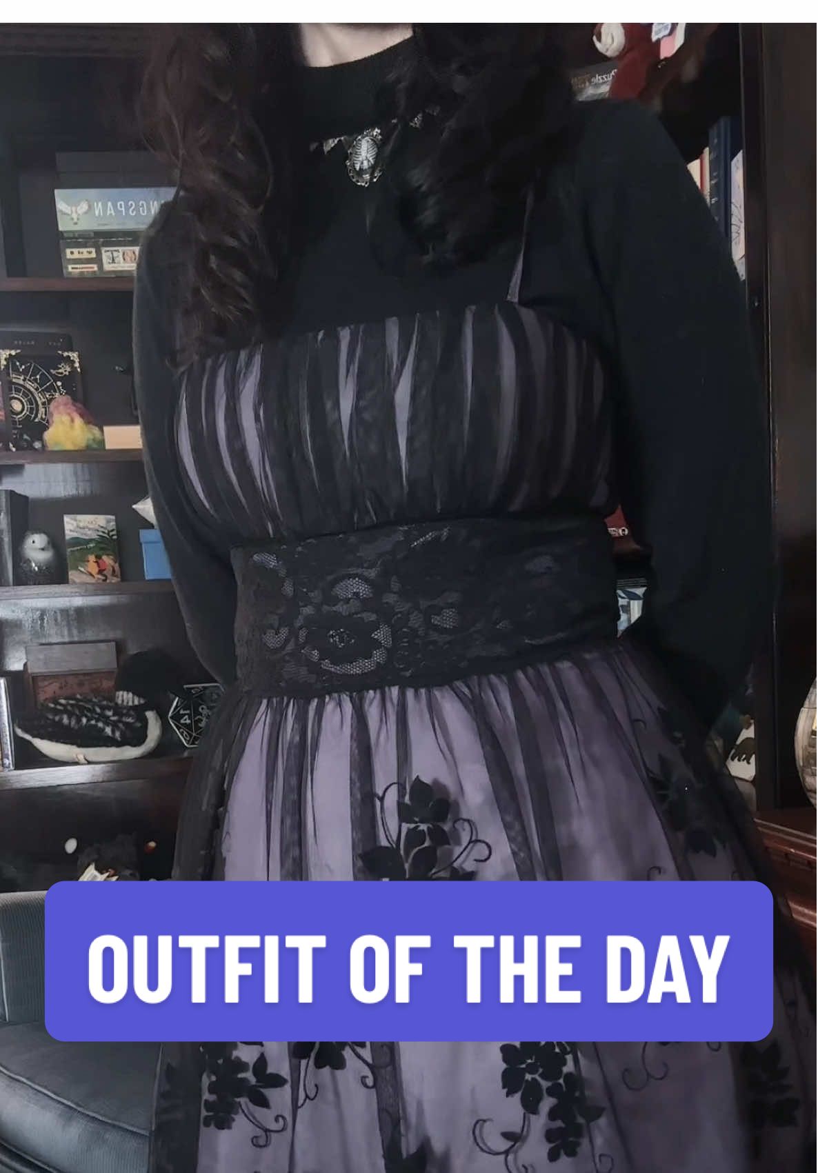 outfit of the day 🖤🪻🐈‍⬛🪦🫖 #OOTD #fitcheck #outfitinspo #goth #gothgirl #gothic #fashion #fashiontok #fashiontiktok ootd, gothic outfit inspo, outfit of the day#CapCut 