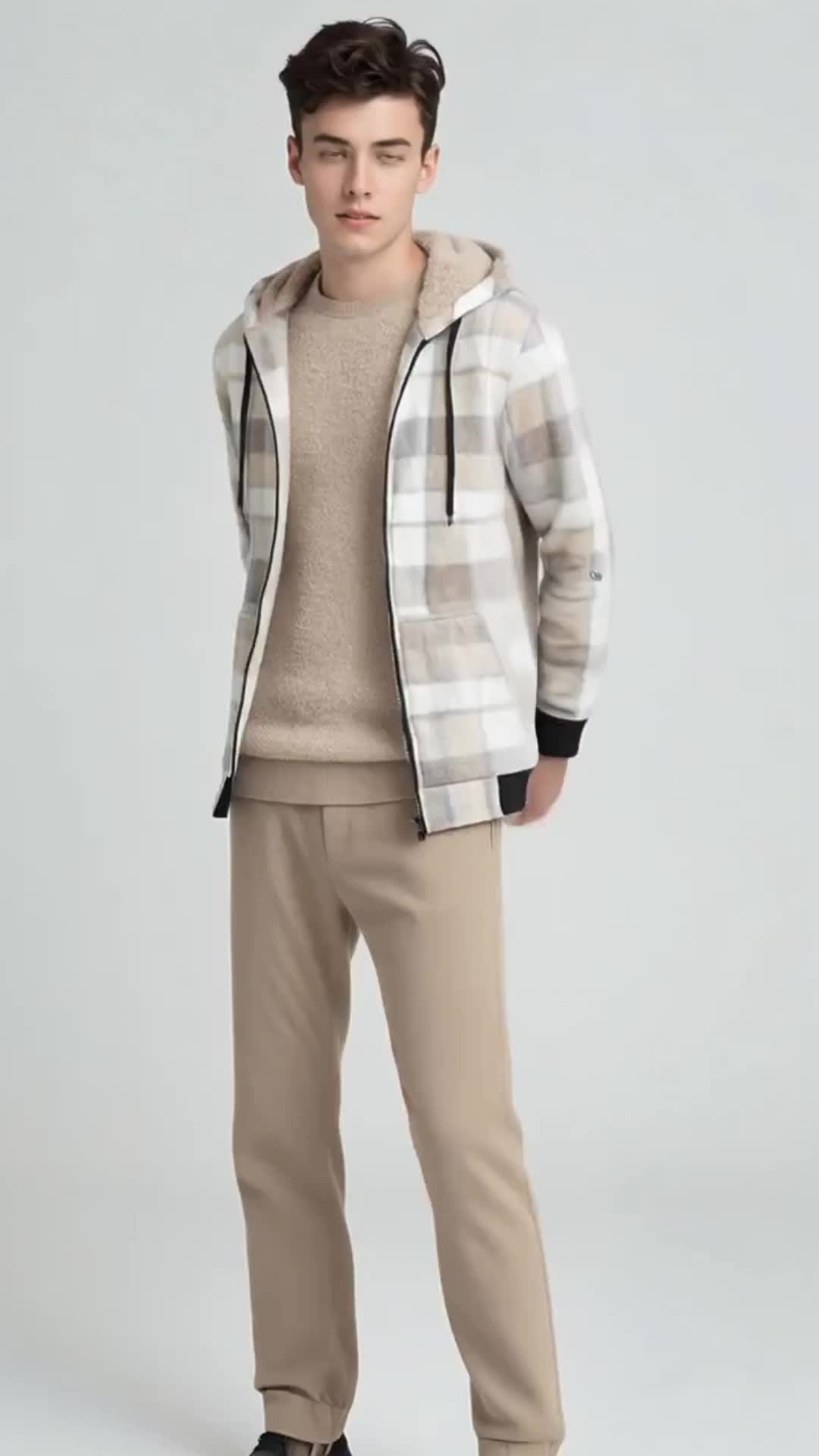 Men's Wool Plaid Hooded Jacket Outdoor Sportswear #men #Jacket #fashions #winter #casual #viralvideo