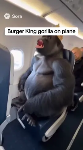 Burger King airplane gorilla clanker cop (it’s all ai) #sora #gorilla #burgerking #plane #funny 