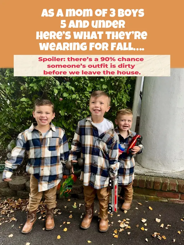 Hashtags: #BoyMomLife #MomHumor #RealLifeMom #FallWithKids #MomOf3Boys                 
