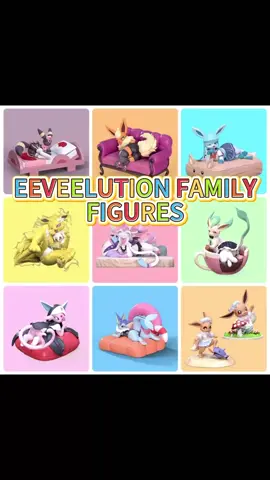 Who haven't got our eeveelutions? #figure #eeveelution #pokemon #espeon #vaporeon #sylveon #jolteon #leafeon #flareon #glaceon #umbreon #eevee 